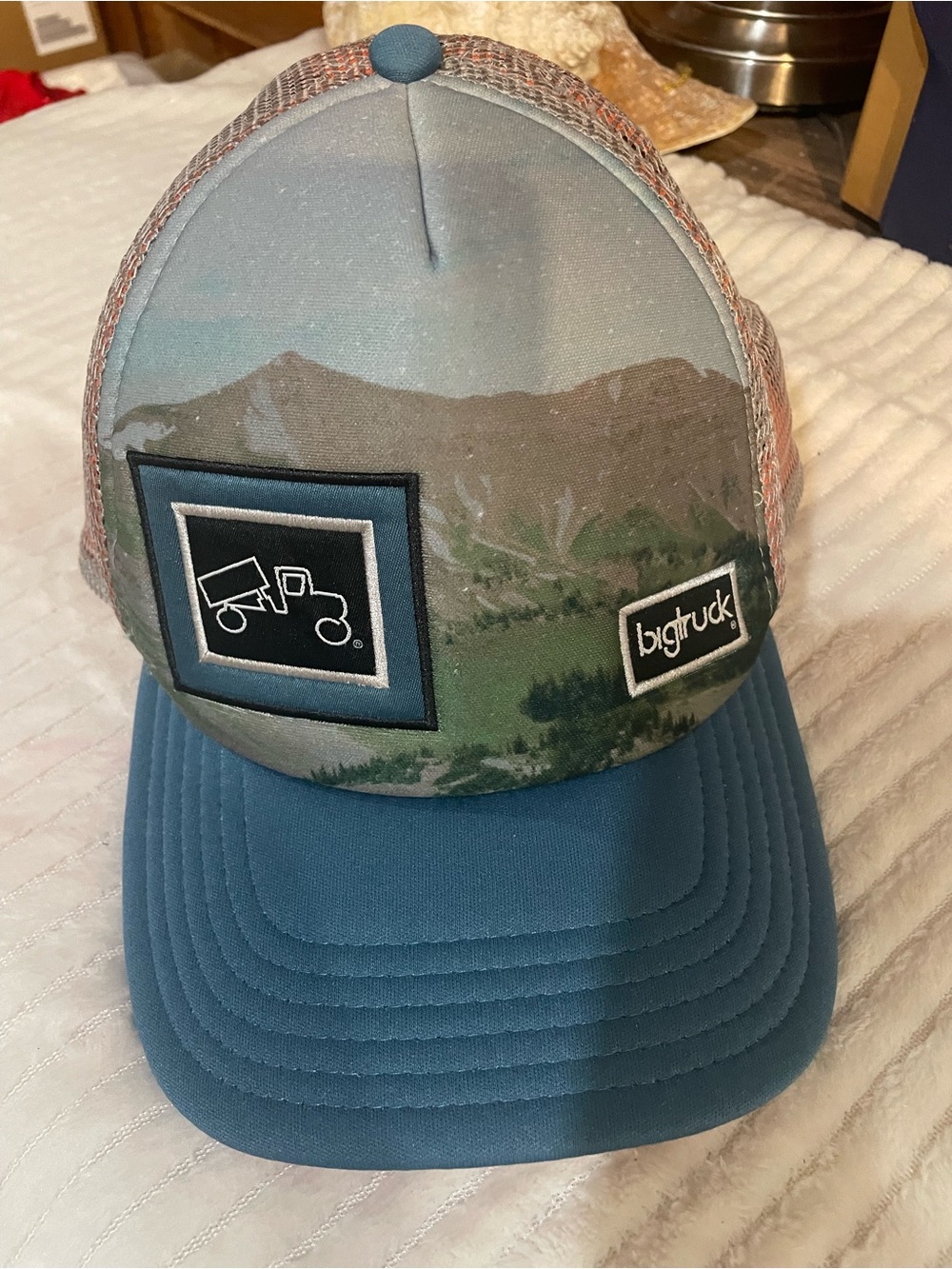 Bigtruck Teal Mountain-Print Trucker Hat
